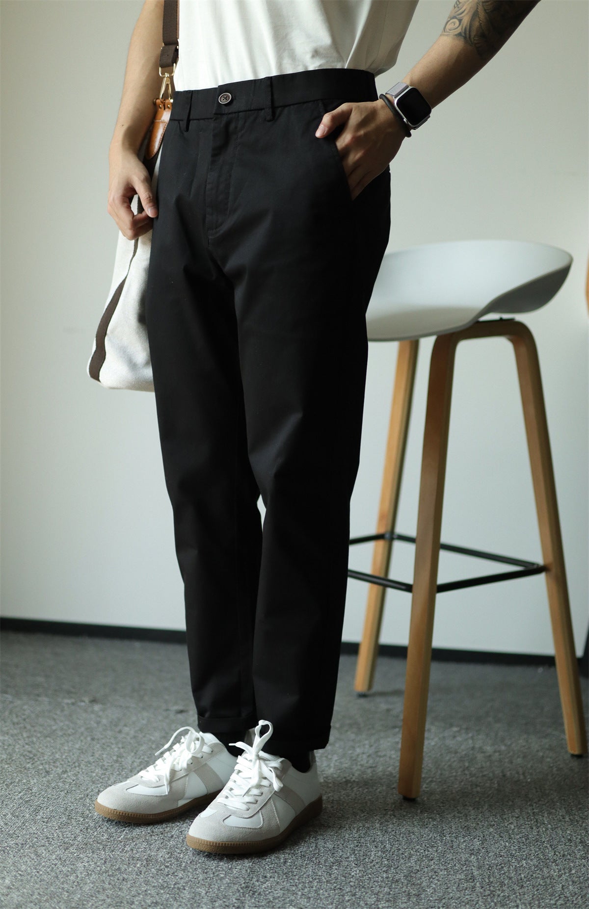 Casual Business Men's Slim-fit Cropped Trousers