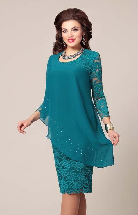 Solid Color Lace Three-quarter Sleeve Evening Dress