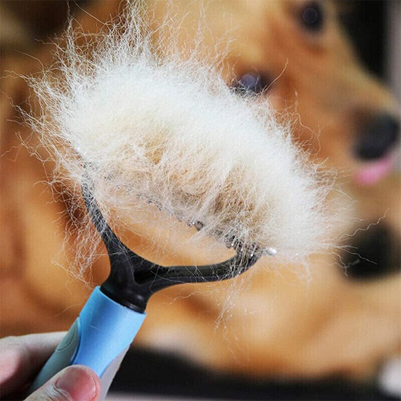 DeGrooming Brush For Pet Dog Cat Deshedding Tool Rake Comb Fur Remover Reduce 2-Side Dematting Tool For Dogs Cats Pets Grooming Brush Double Sided Shedding And matting Undercoat Rake Hair Removal Comb