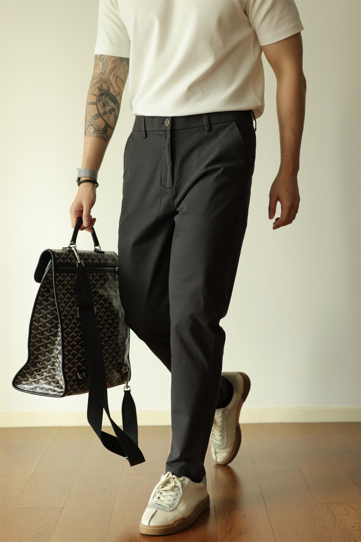 Casual Business Men's Slim-fit Cropped Trousers