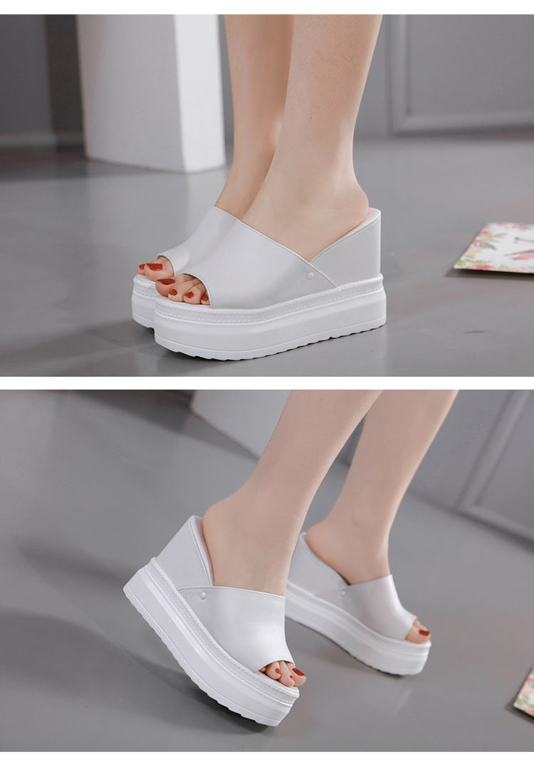 Women's Sandals Height Increasing Insole Platform White Platform Peep Toe Shoes