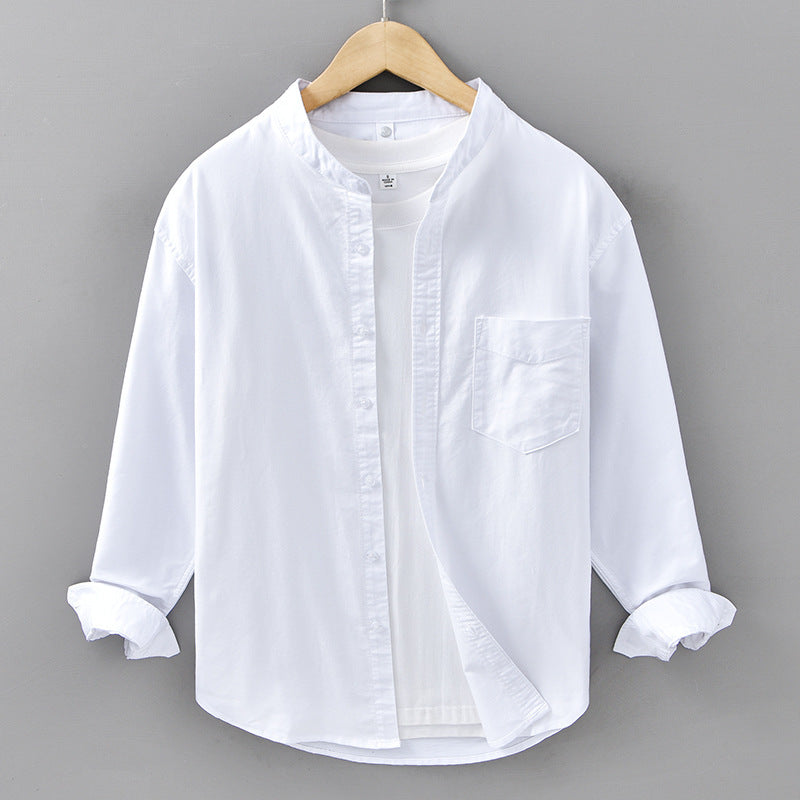 Oxford Cloth Shirt Men's Washed Cotton Loose Long Sleeve