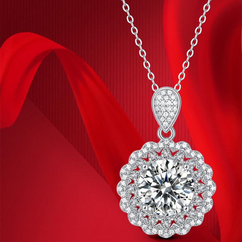 S925 Silver Necklace With Moissanite Pendant