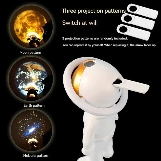 2024 New Astronaut Star Projector Lamp Ins Touch Usb Charging Night Light Rotatable Bedside Atmosphere Lights Lamp Bedroom Decor