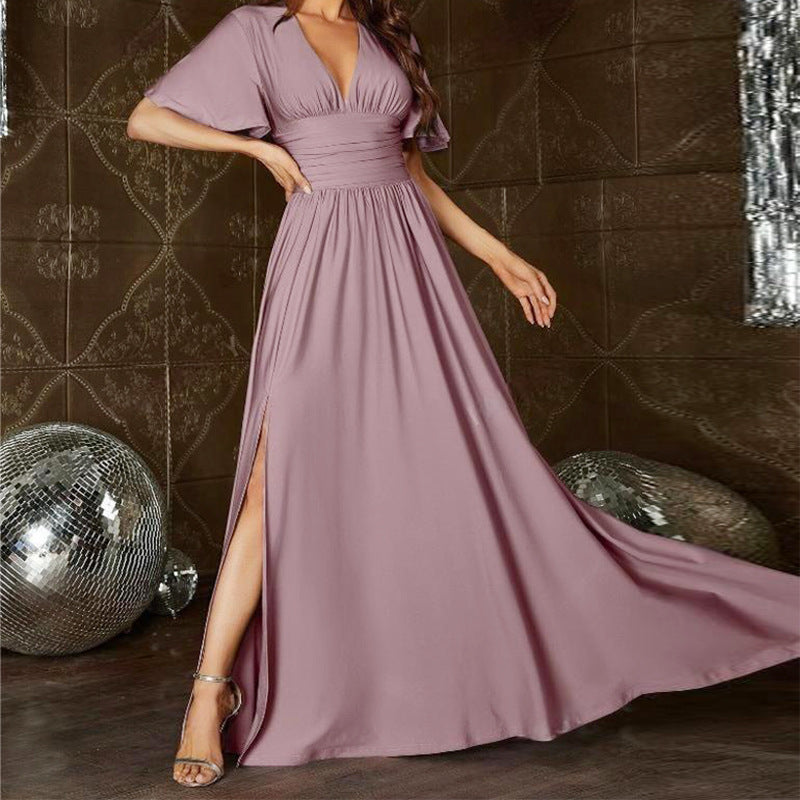 Mature Elegant High-end Long V-neck Dress